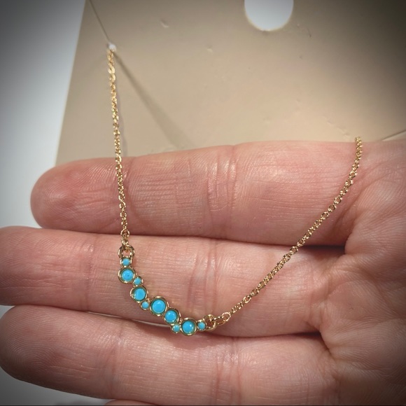 ⬇️New Day Turquoise Bezel Set Stone Bar Necklace - Picture 2 of 3